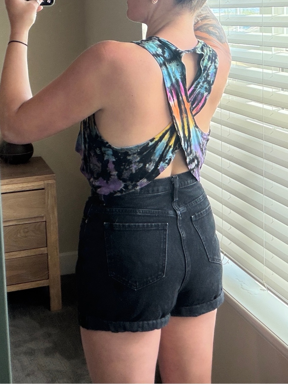 Kathmandu Multicolor Tie-Dye Racerback Crop Tank - Picture 2 of 5